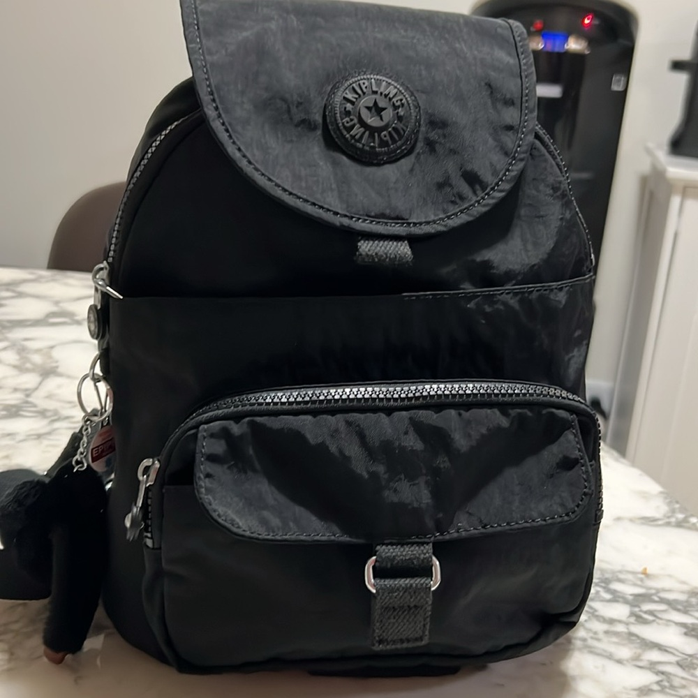 Kipling Black Backpack Lightweight Crinkled Nylon